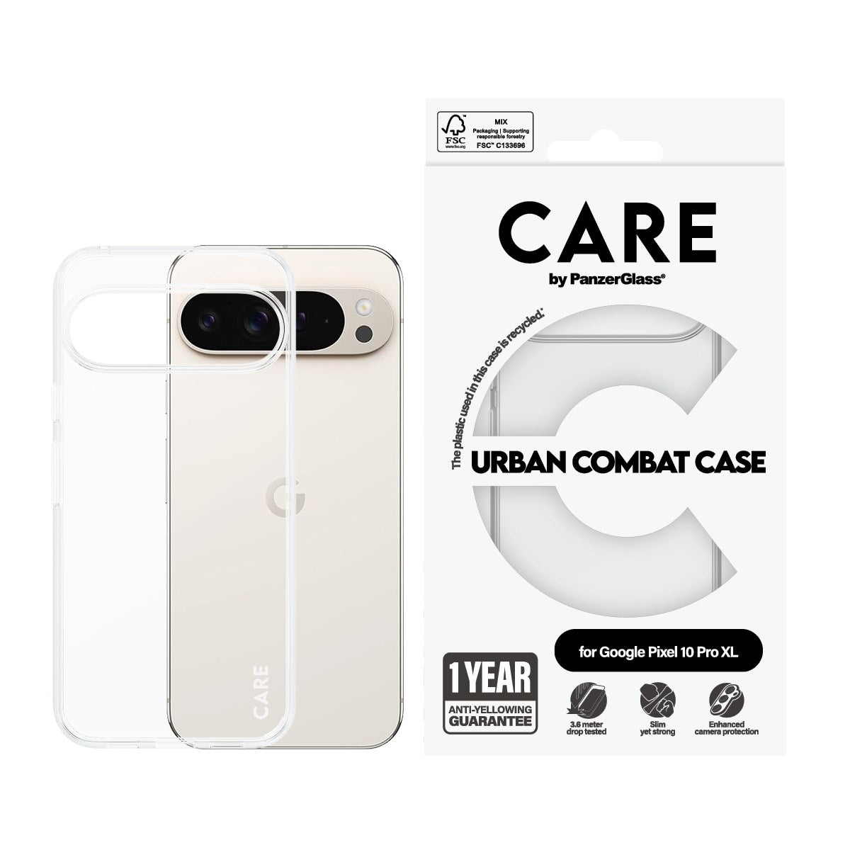 CARE by PanzerGlass® Urban Combat Case Transparent Google Pixel 10 Pro XL